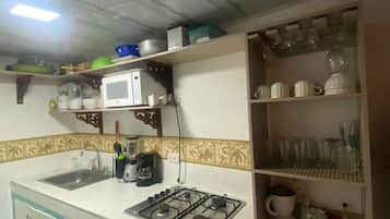 Fridge, microwave, dishwasher, blender