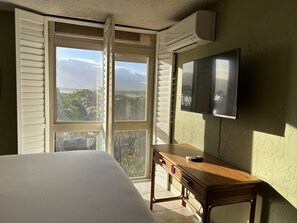 1 habitación, escritorio, tabla de planchar con plancha y cuna de viaje