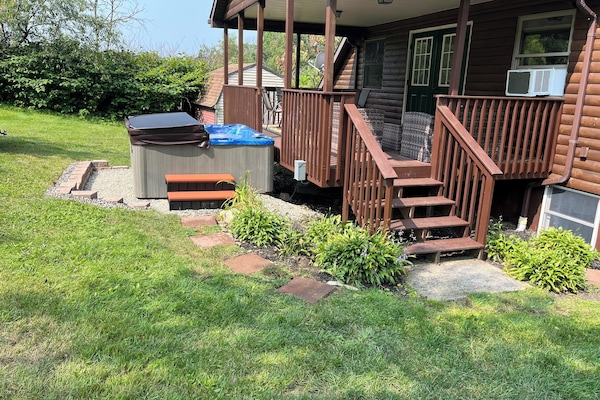 Large hot tub off rear deck