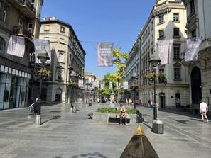 A spacious public square with historical buildings, banners, and a central monument. - Belgrade heart of historical center (Belgrade)