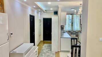 1 bedroom, laptop workspace, blackout curtains, soundproofing