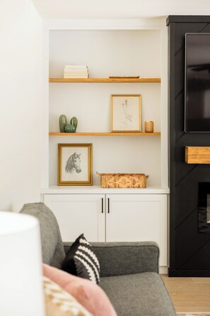 Smart TV, fireplace, video games, table football