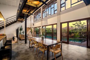 Deluxe Villa, 4 Bedrooms, Private Pool, Pool View | Dining room - Modern Varvara villa (Canggu)