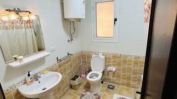 Towels, soap, shampoo, toilet paper