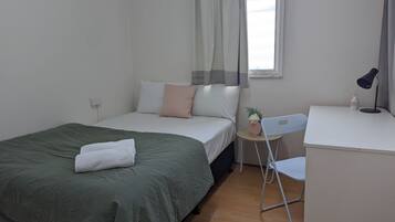 1 bedroom, desk, WiFi, bed sheets