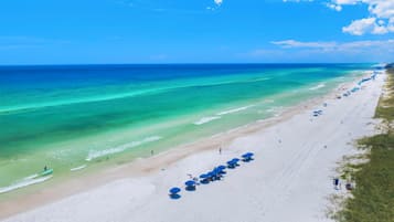 On the beach, white sand
