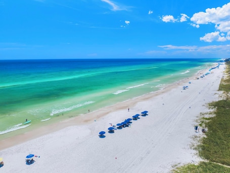 On the beach, white sand