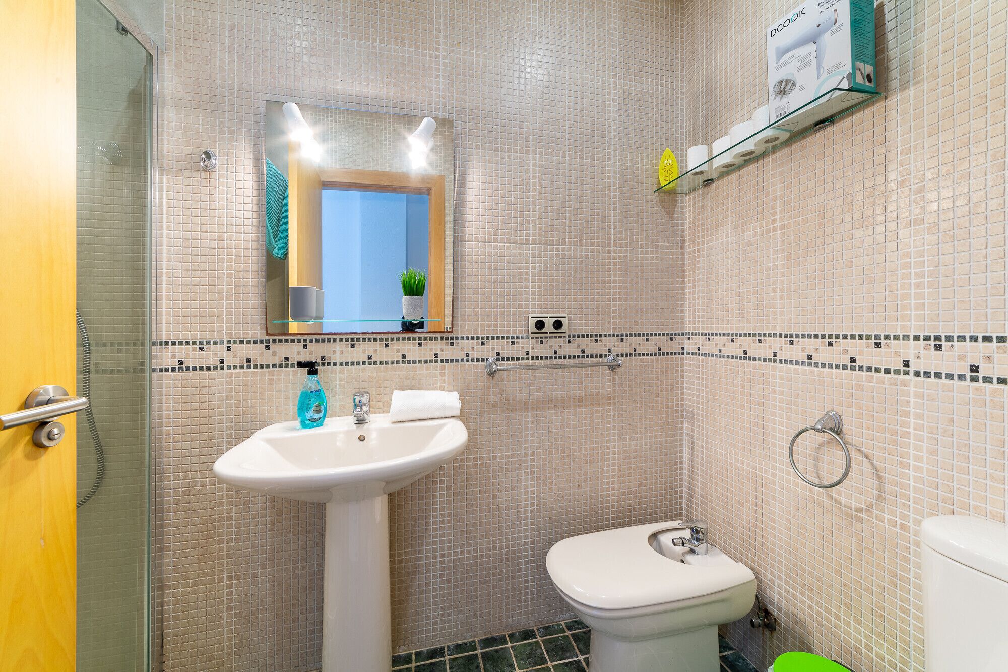 Douche, séchoir à cheveux, serviettes fournies