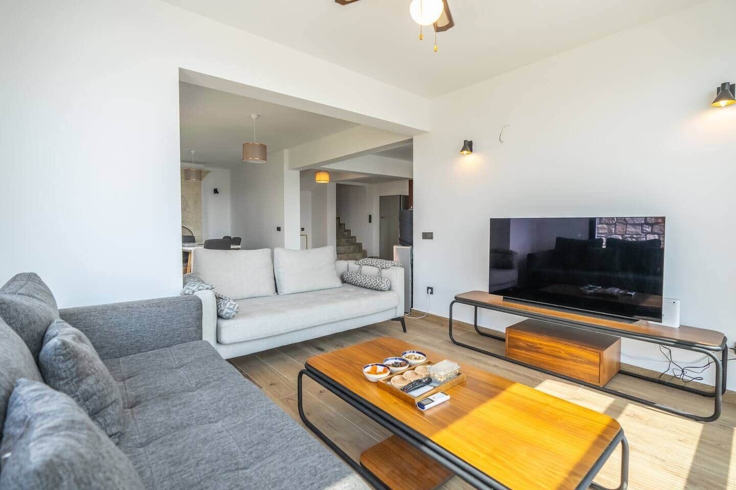 TV, fireplace
