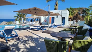 Outdoor pool, open 6:00 AM to 7:00 PM, pool umbrellas, sun loungers