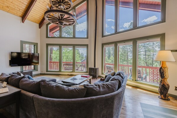 スマートテレビ、暖炉、書庫、書斎 / ワークスペース