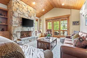 TV, fireplace