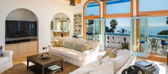 Malibu ocean view private gated house steps down to the quiet Broad Beach