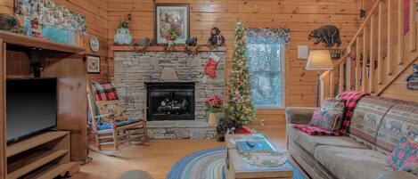 Télévision, cheminée