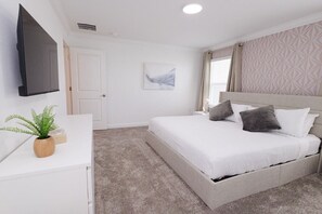 4 bedrooms, iron/ironing board, travel cot, WiFi