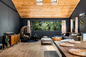 TV connectée, cheminée, jeux vidéo, lecteur de DVD