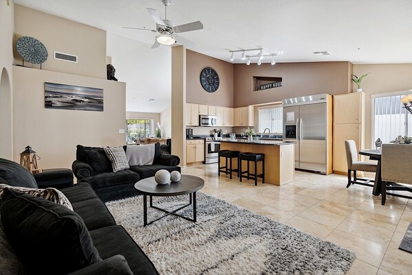 电视、壁炉、DVD 播放器、书