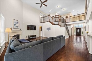 Televisión, chimenea y videojuegos