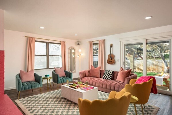 TV, fireplace - Harmony House | Hot Tub | Experiential home (Arvada)