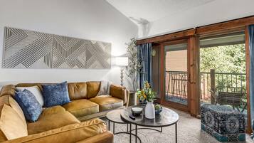 TV, fireplace, music library, stereo