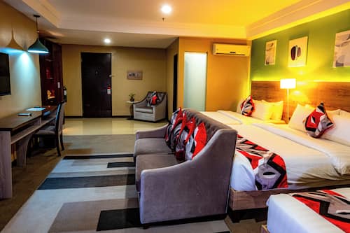 Down duvets, minibar, in-room safe, desk