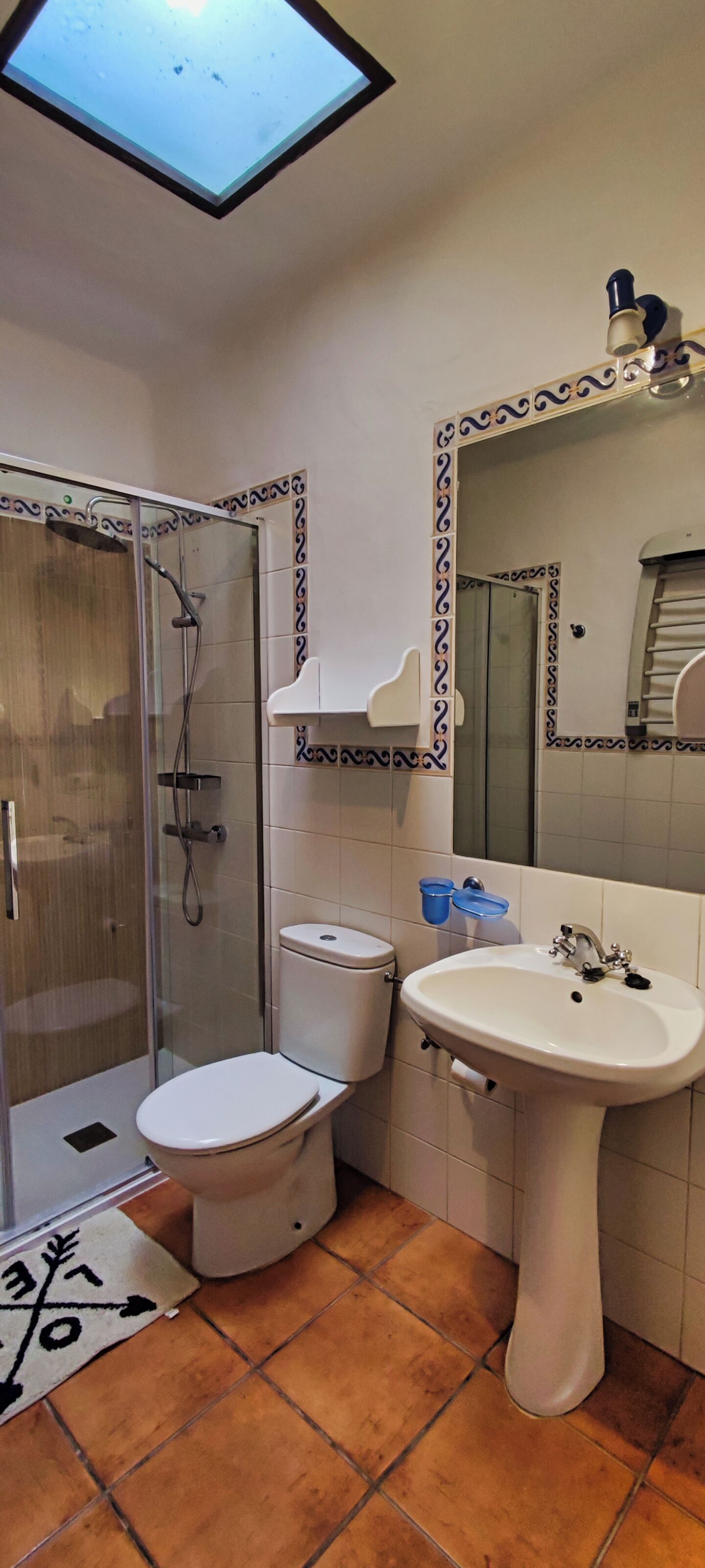 Hair dryer, towels, toilet paper