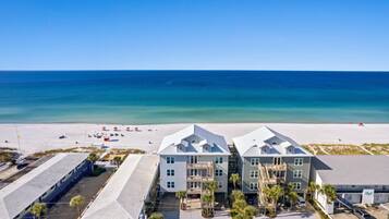 On the beach, white sand