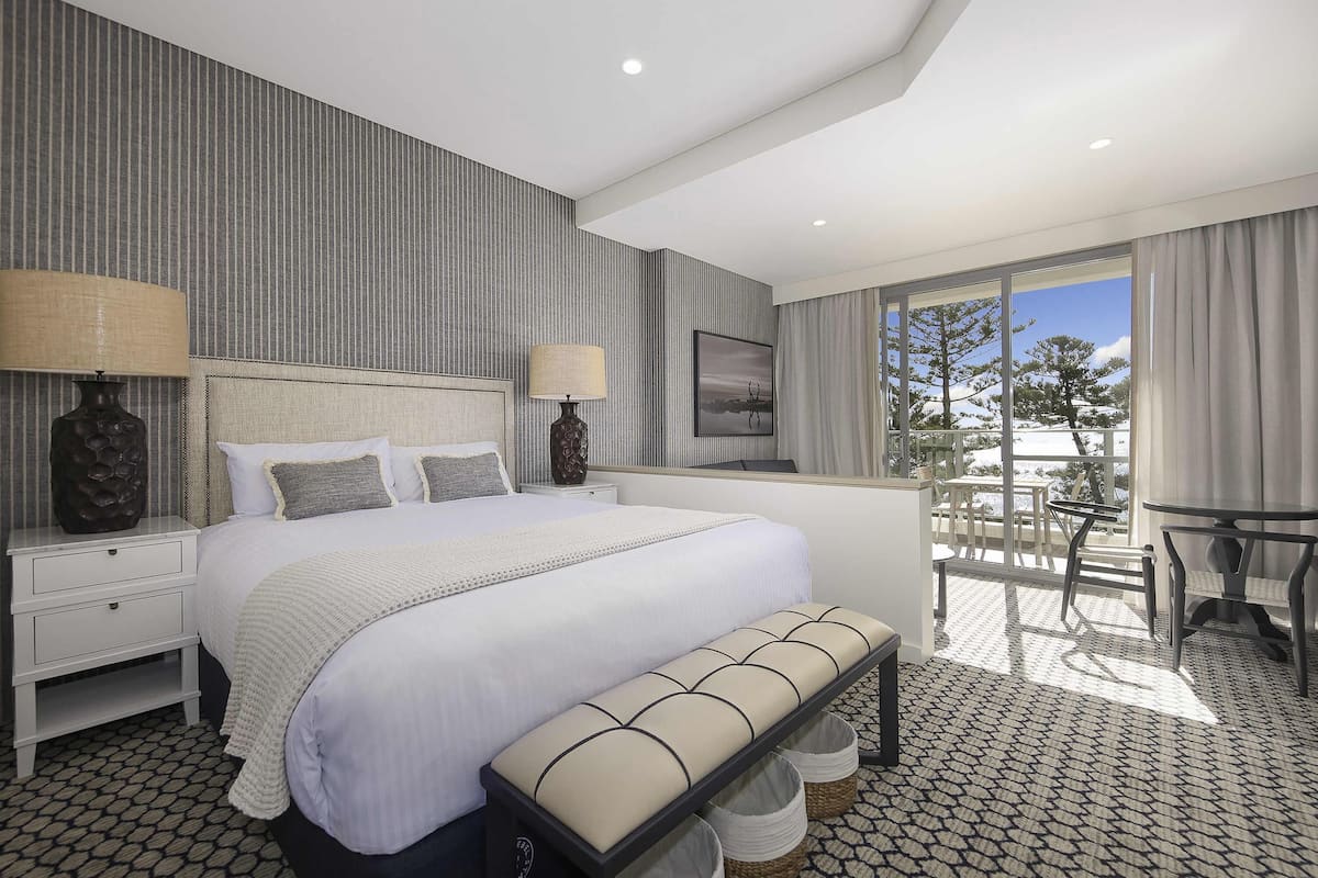 Monolocale, 1 letto queen, vista oceano | Biancheria da letto di alta qualità, copriletto in piuma