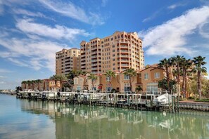 Enjoy stunning marina views from your balcony overlooking the water.