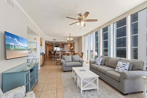 Signature Apartment, 4 Bedrooms, Balcony, Beach View | Living room