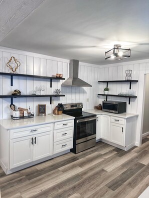 Fridge, microwave, oven, stovetop - Riverside Home - Modern meets comfort  (Grafton)