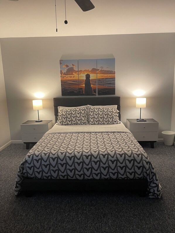 3 bedrooms, desk, iron/ironing board, travel cot