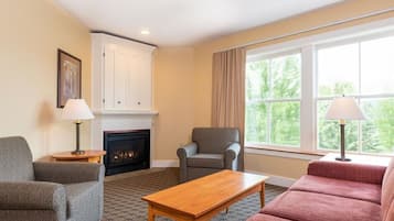 TV, fireplace, offices