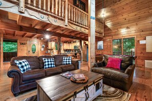 Smart TV, fireplace, video games, DVD player - Upscale Smoky Mountain Retreat-Near Parkway, with Hot Tub, Fire Pit & Bunk Room (Pigeon Forge)
