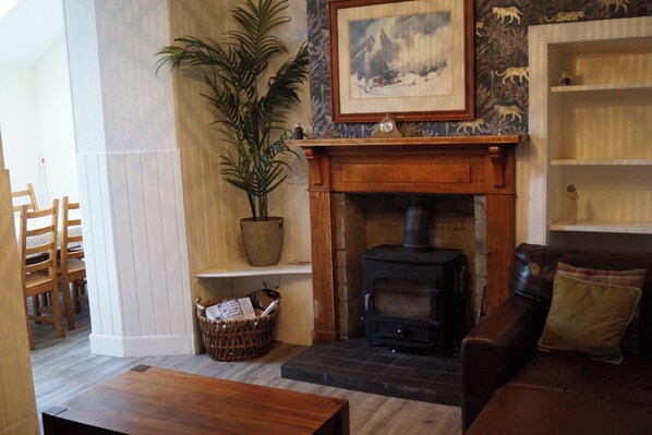 TV, fireplace