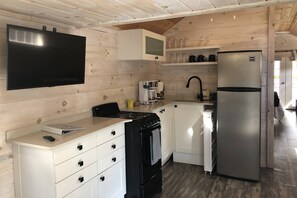 Fridge, microwave, coffee/tea maker