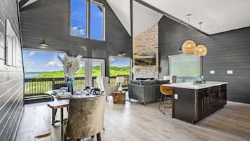TV, fireplace, offices