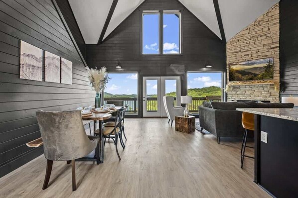 TV, fireplace, offices