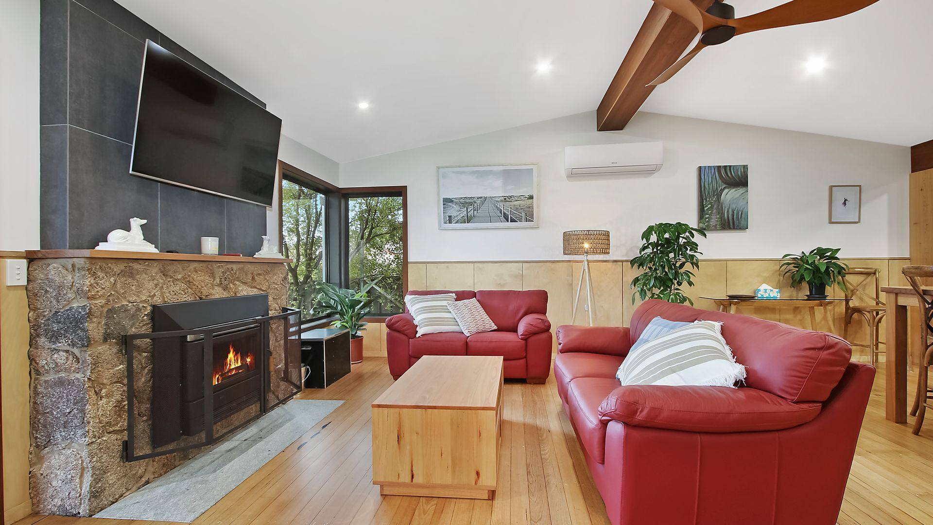 Smart TV, fireplace
