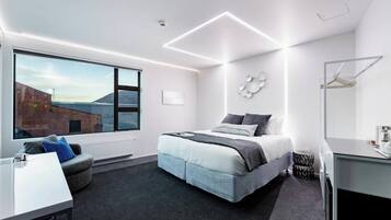 1 bedroom, laptop workspace, blackout curtains, iron/ironing board