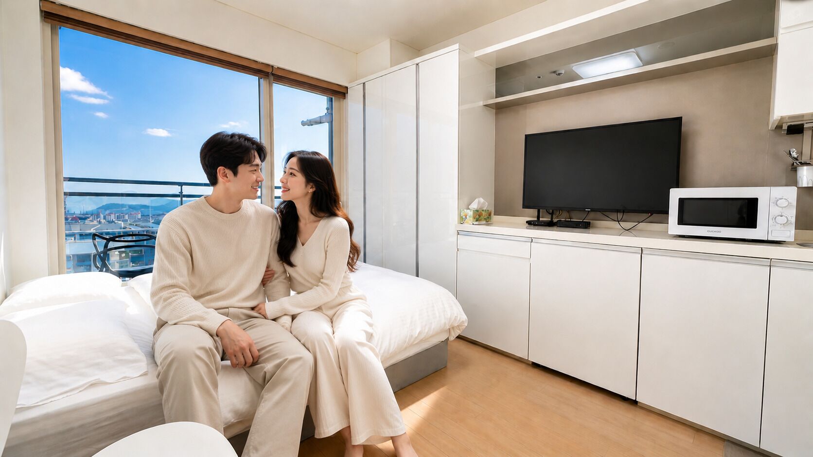 Double Room Hight Floor Ocean View | Premium bedding, individually decorated, individually furnished, desk
