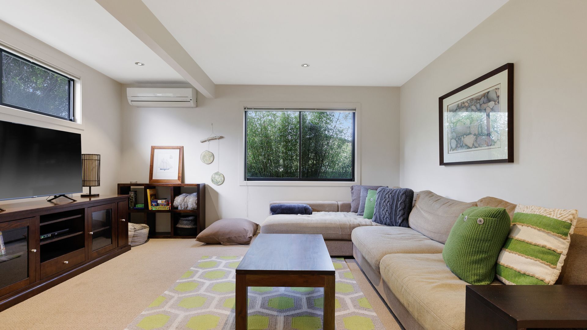 TV, DVD player, table tennis, books