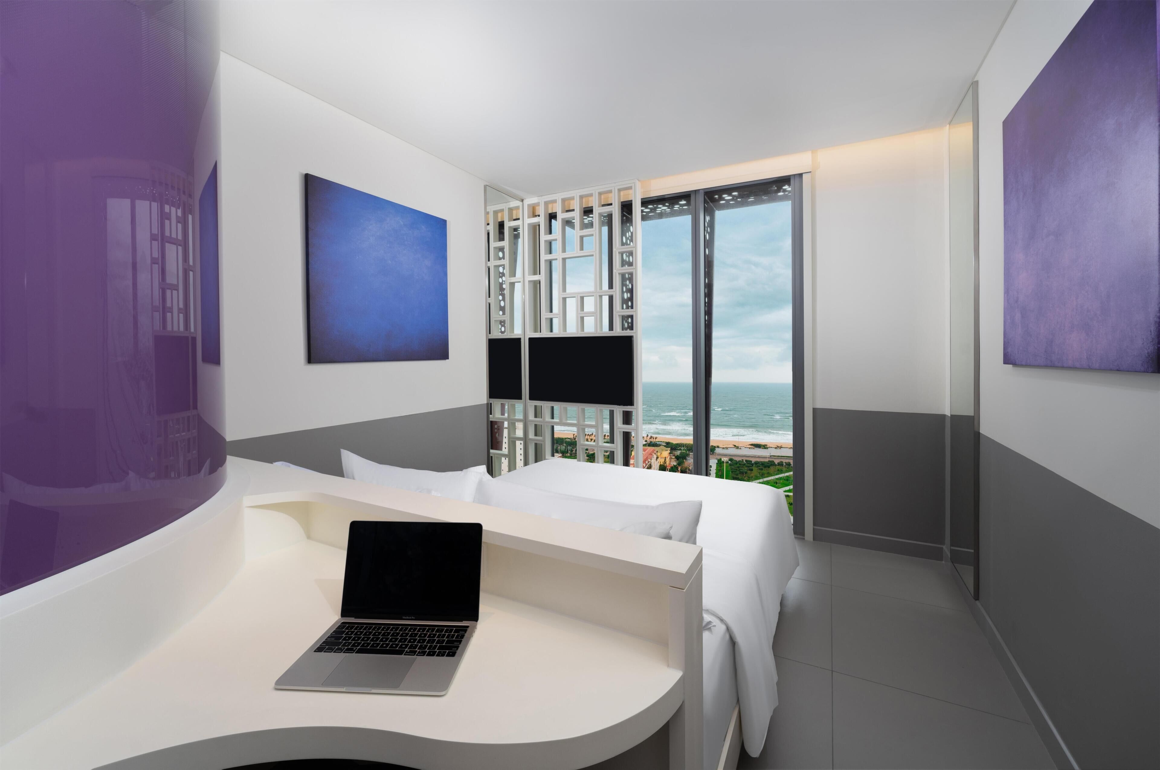 Chambre, 1 grand lit, vue océan
