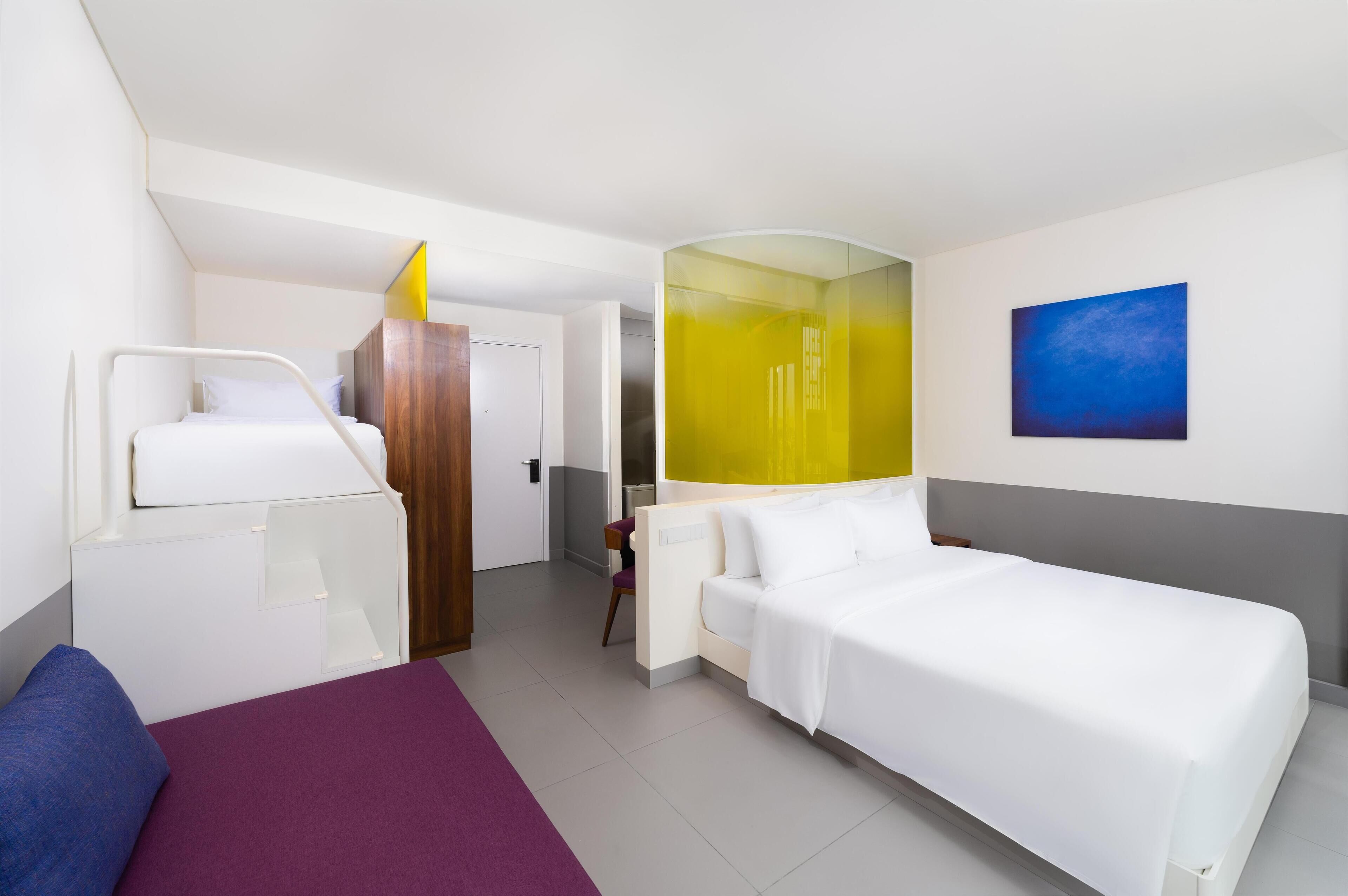 Deluxe Room, Multiple Beds, City View | Premium bedding, down comforters, memory foam beds, minibar