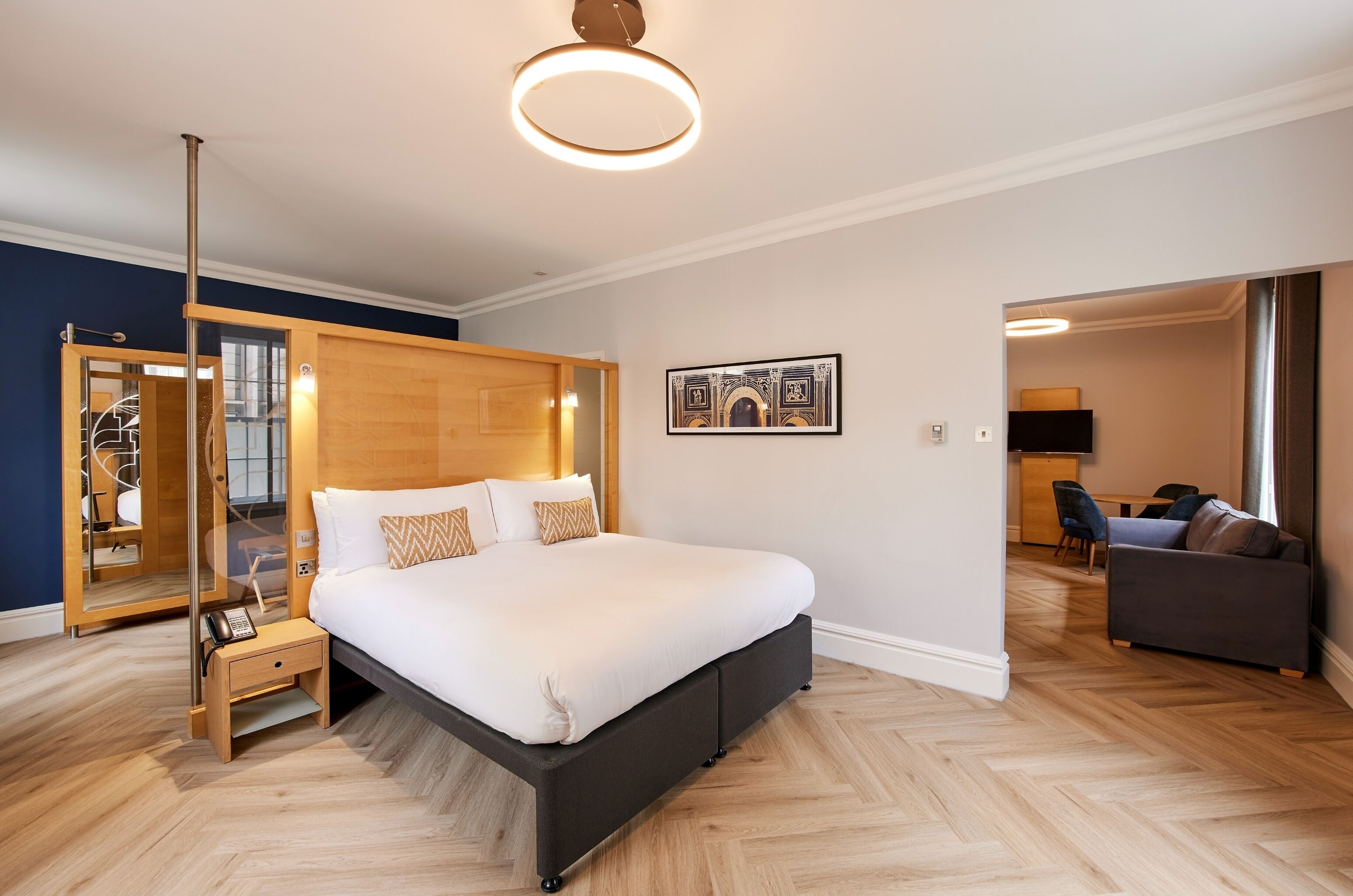 In-room safe, desk, laptop workspace, blackout curtains