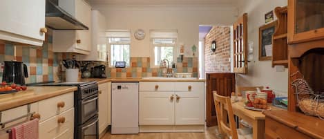 Fridge, dishwasher, electric kettle, toaster