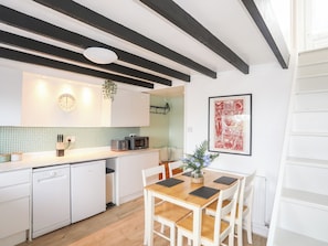 Fridge, dishwasher, electric kettle, toaster