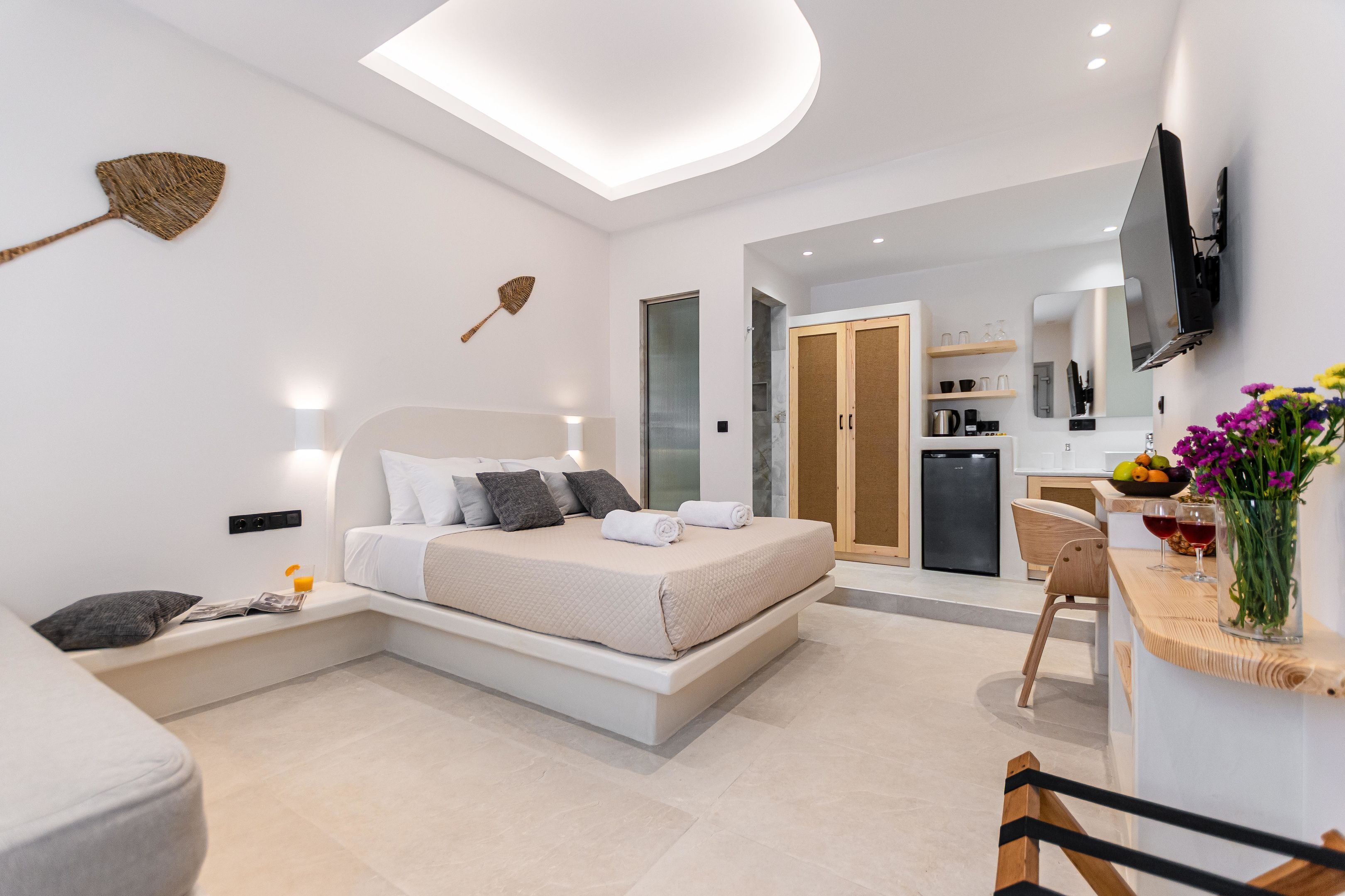 Egyptian cotton sheets, premium bedding, memory-foam beds, free minibar