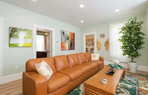 Televisio, takka, DVD-soitin, työhuone