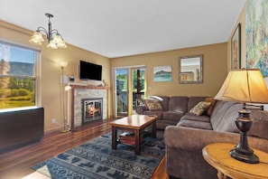 TV, fireplace